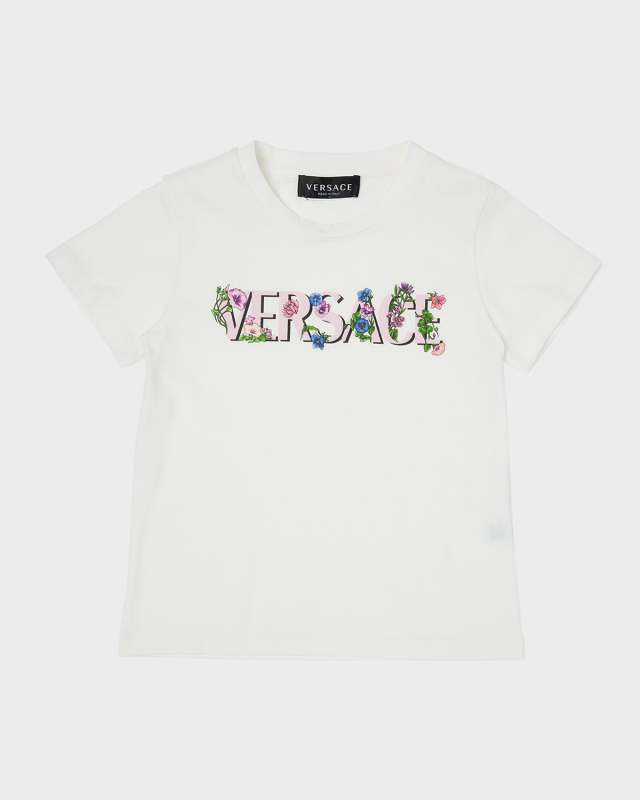 Girl's Flowers Logo-Print Cotton Jersey T-Shirt, Size 4-